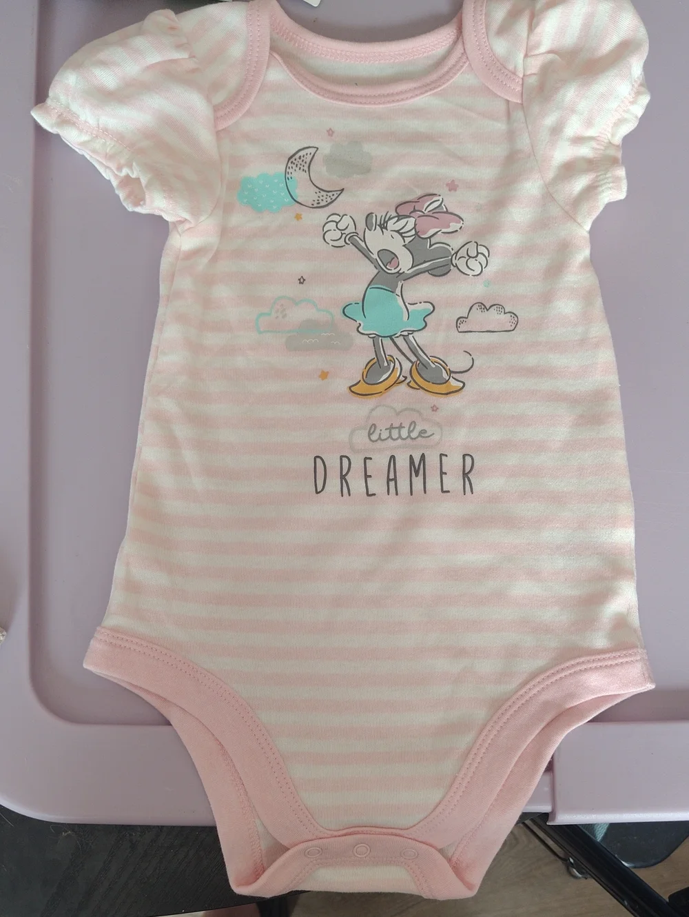 Disney Pink & White Striped 'Little Dreamer' Minnie Mouse One-Piece